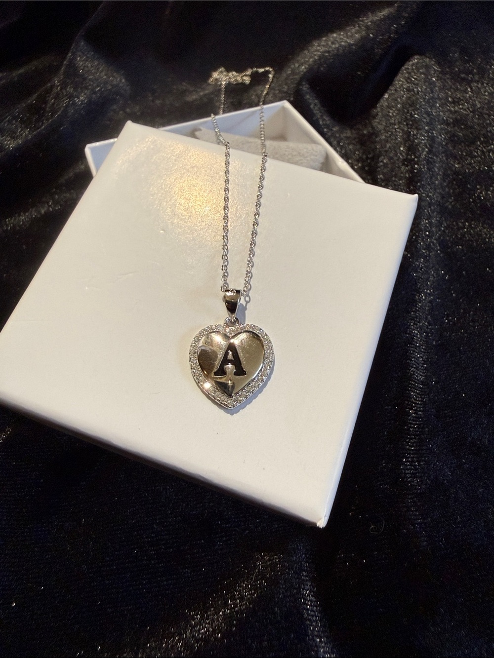 Sterling Silver Heart Necklace with Initial A